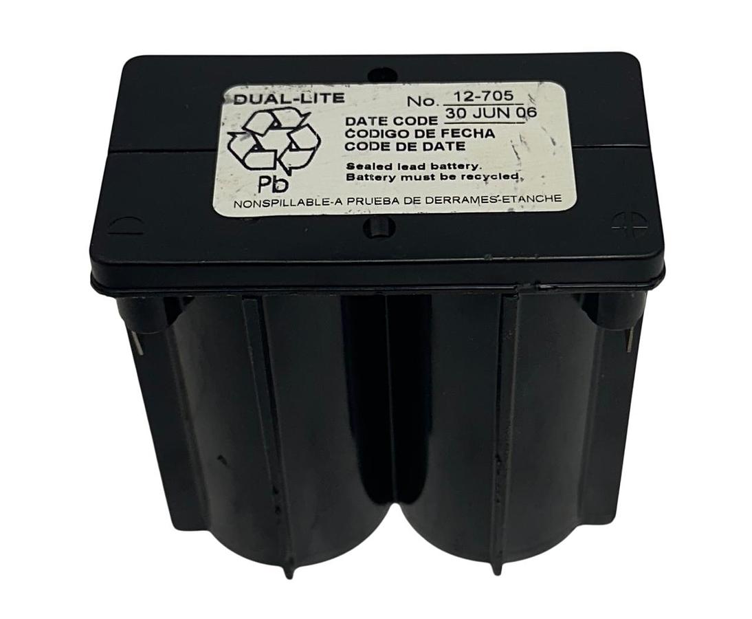 Used DUAL-LITE 12-705 / 12705 SEALED BATTERY 4V AGM 8 AMP HOUR CAPACITY USNP