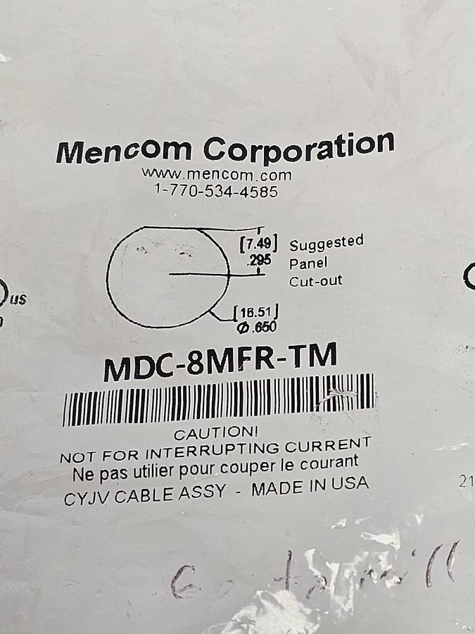 Used NEW MENCOM CORPORATION MDC-8MFR-TM 8 PL ML-FM THRU MOUNT RECEPTACLE