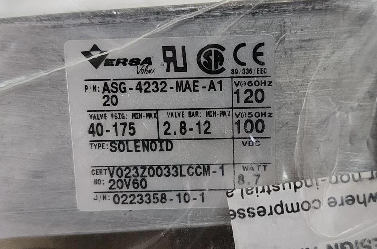 Used NIB VERSA ASG-4232-MAE-A120 FOUR-WAY VALVE WATTS: 8.7