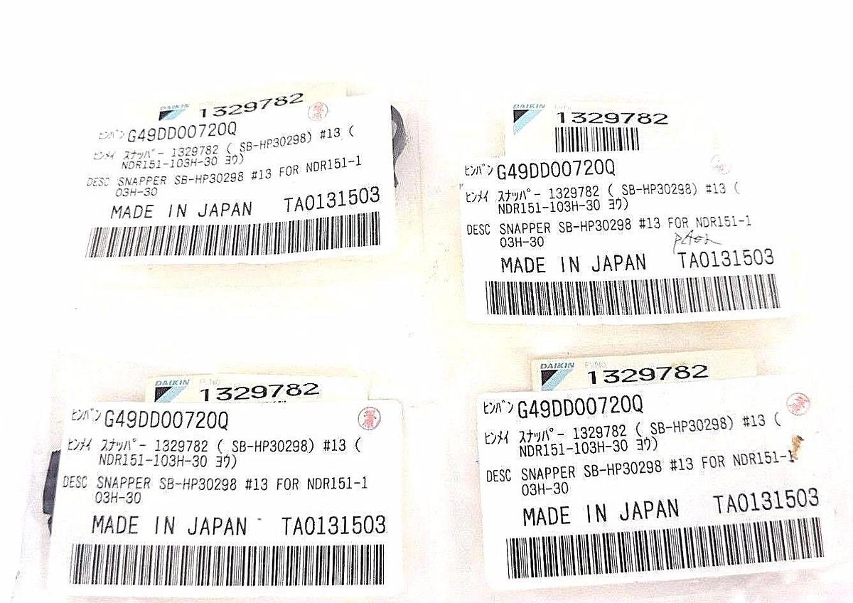 Used LOT OF 4 DAIKIN 1329782 SNAPPER SB-HP30298 #13 FOR NDR151-103H-30, G49DD00720Q