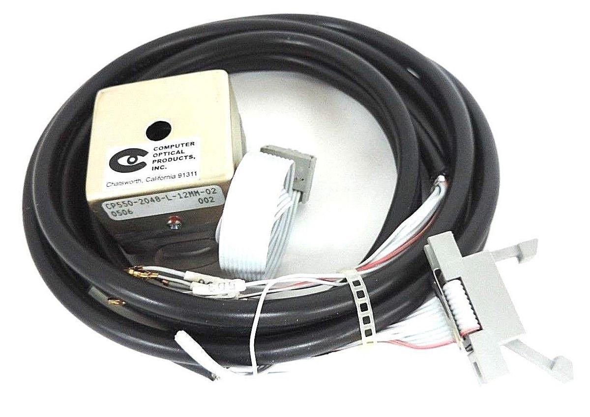 Used COMPUTER OPTICAL PRODUCTS CP550-2048-L-12MM-02 ENCODER W/ CABLE & ACCESSORIES