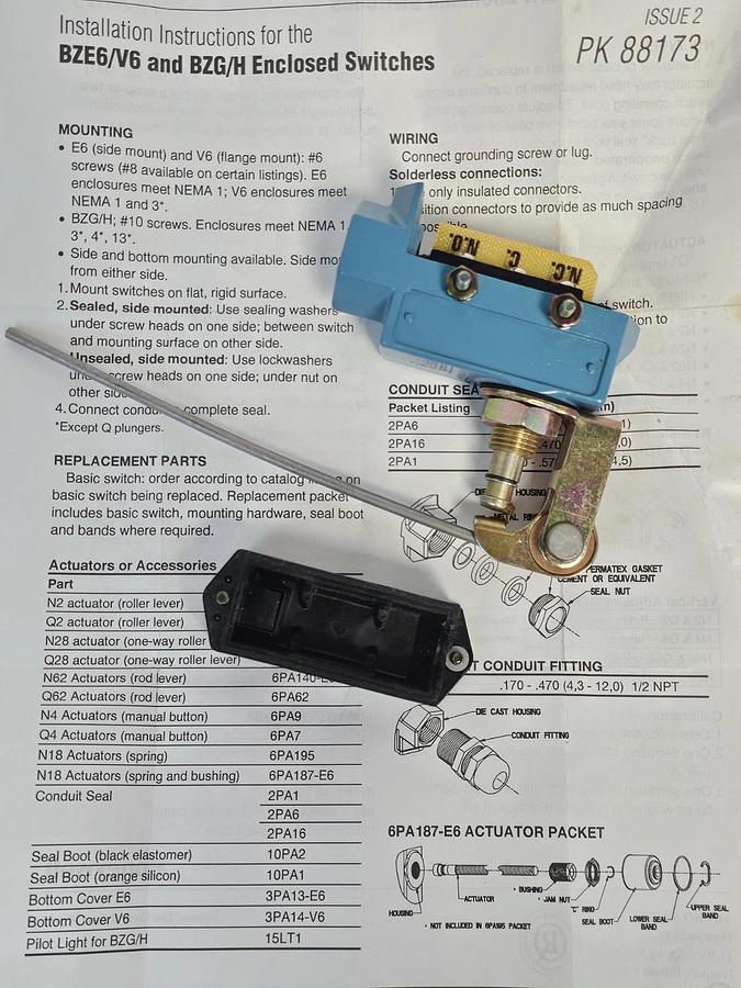 NIB HONEYWELL DTE6-2RQ62 MICROSWITCH LIMIT SWITCH 125/250VAC, DTE62RQ62