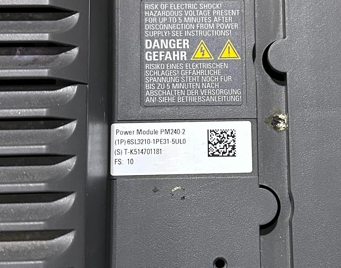 Used SIEMENS 6SL3210-1PE31-5UL0 SINAMICS PM240-2 POWER MODULE 75kW/100HP 380-480VAC