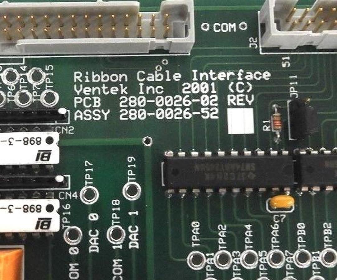 Used RIBBON CABLE INTERFACE VENTEK INC, PCB: 280-0026-02 REV, ASSY: 280-0026-52