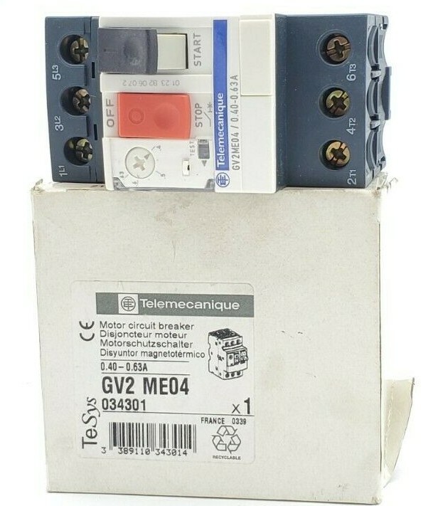 Used NEW TELEMECANIQUE GV2-ME04 MOTOR CIRCUIT BREAKER 0.40-0.63A 034301 GV2ME04
