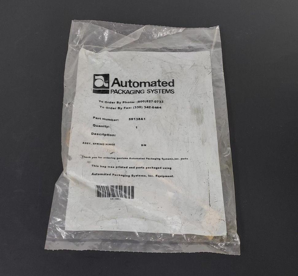 Used NIB AUTOMATED PACKAGING SYSTEMS 59138A1 SPRING HINGE ASSY