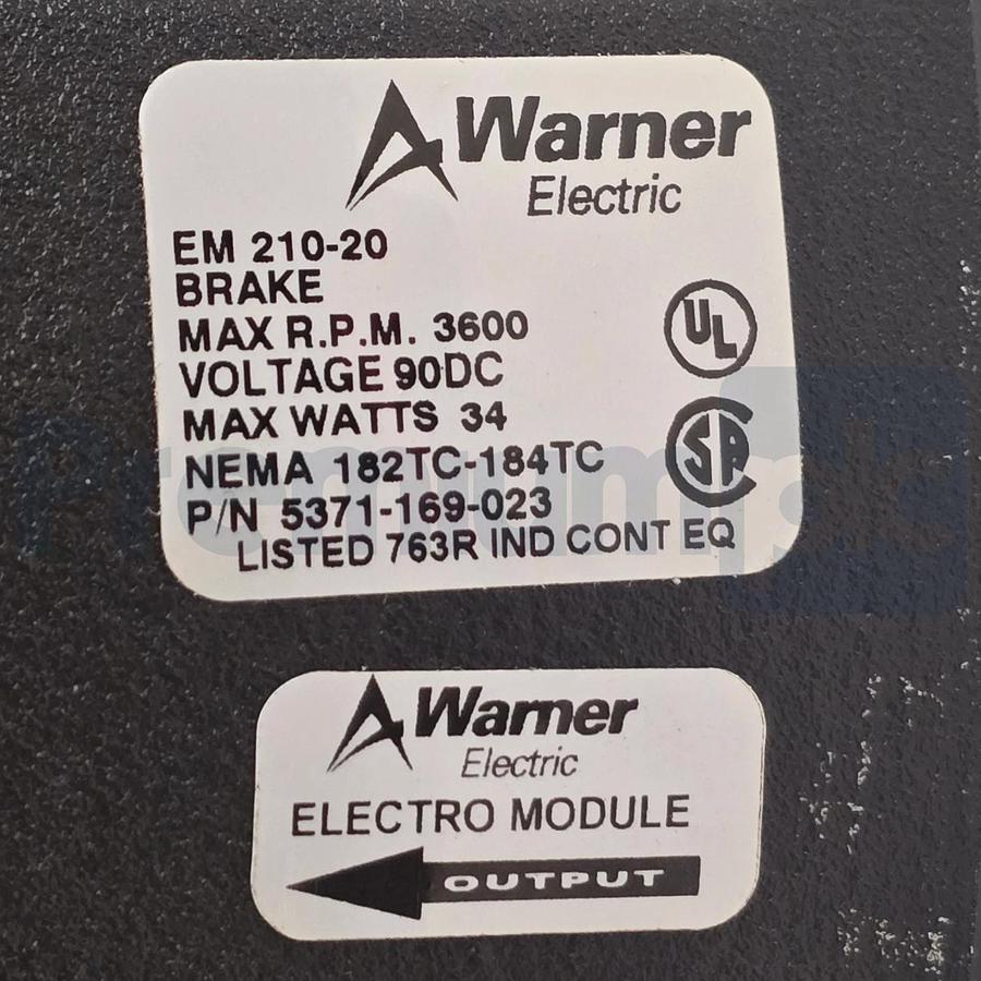 Warner Electric 5371-169-023 | EM-210-20 Brake | 3600RPM 90VDC 182TC-184TC NSMP