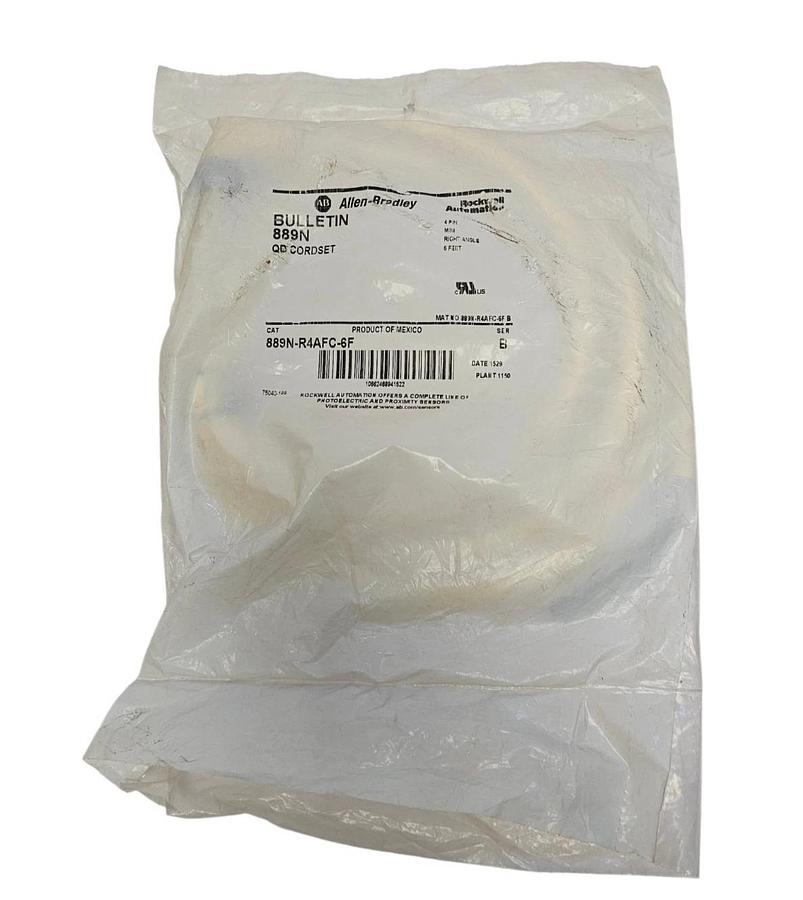 Used NEW ALLEN BRADLEY 889N-R4AFC-6F QD CORDSET 4-PIN MINI 6FT 889NR4AFC6F SER. B