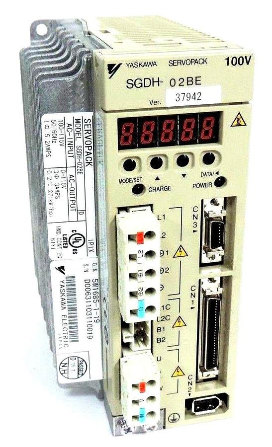 Used YASKAWA SGDH-02BE SERVOPACK SERVO MOTOR SER D 100-115V 50/60HZ 5.2 AMP SGDH02BE
