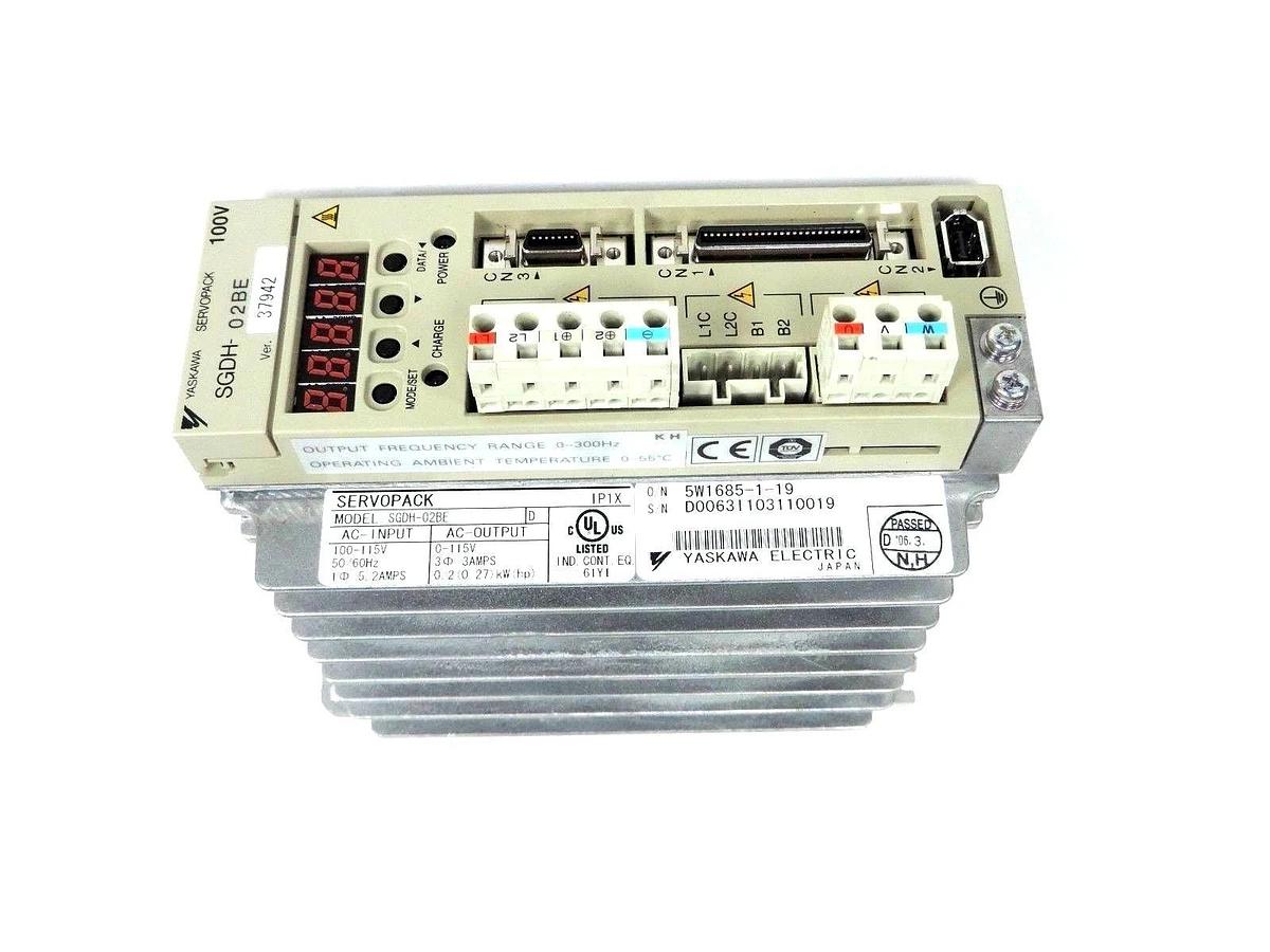 Used YASKAWA SGDH-02BE SERVOPACK SERVO MOTOR SER D 100-115V 50/60HZ 5.2 AMP SGDH02BE