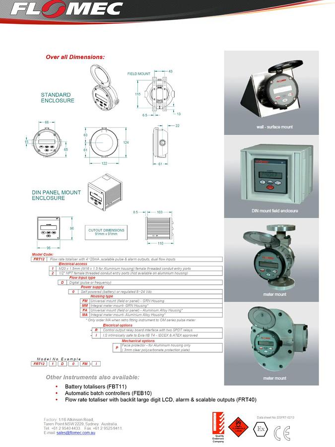 Used FLOMEC / TRIMEC FRT121D0MM-I FRT12 FLOW RATE TOTALISER DISPLAY FRT121D0MMI NSMP