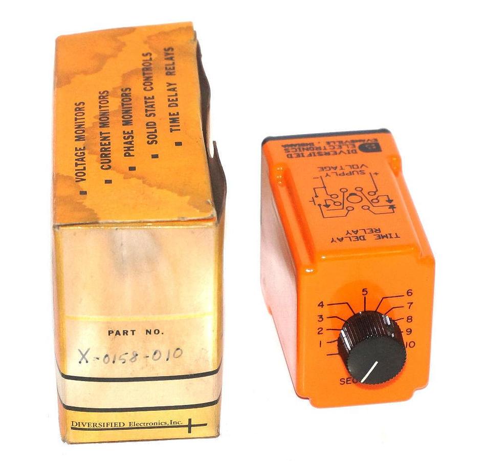 NIB DIVERSIFIED ELECTRONICS X-0158-010 TIME DELAY RELAY 10 SEC. 240VAC