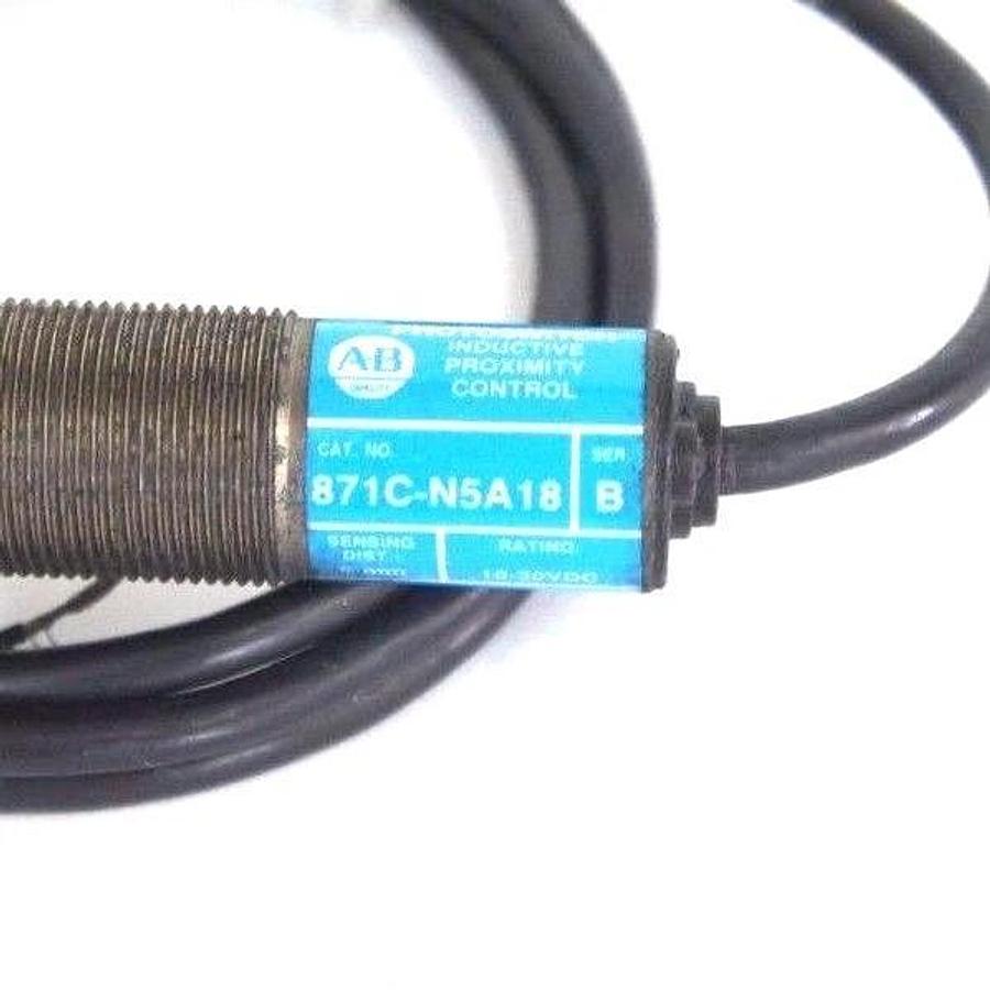 Used ALLEN BRADLEY 871C-N5A18 PROXIMITY SWITCH SER. B, 871CN5A18