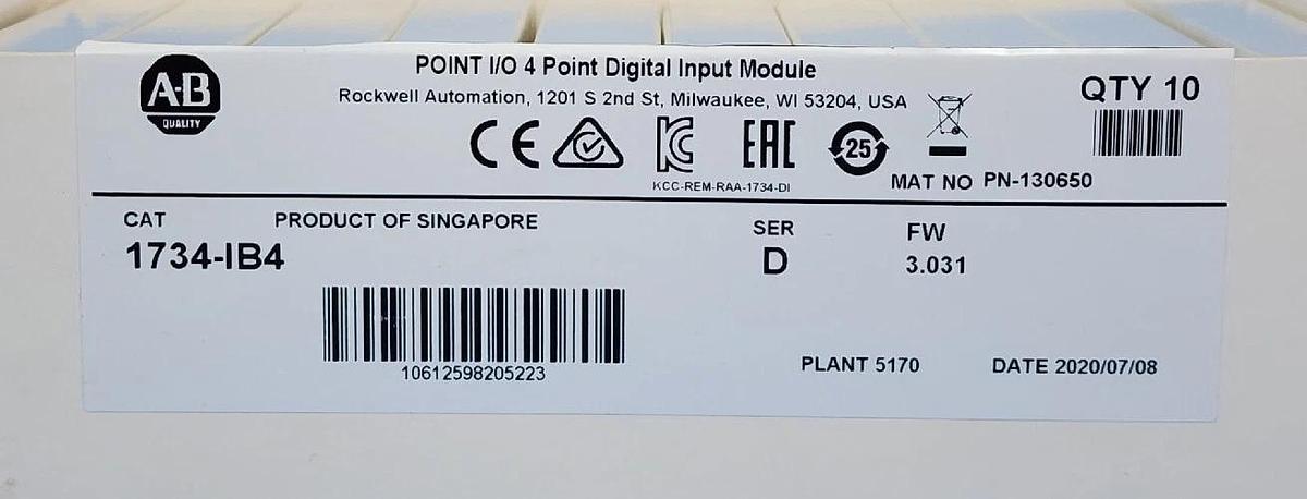 BOX OF 10 NEW ALLEN BRADLEY 1734-IB4 POINT I/O 4 POINT DIGITAL INPUT MODULES