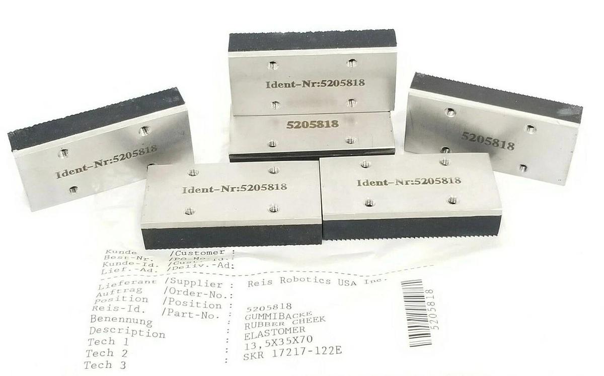 LOT OF 6 NEW REIS ROBOTICS USA 5205818 RUBBER CHEEKS SKR 17217-122E