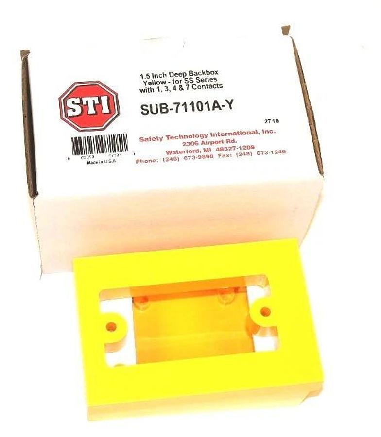 Used NIB STI SUB-71101A-Y BACKBOX FOR SS SERIES, YELLOW, 1.5" DEEP, SUB71101AY