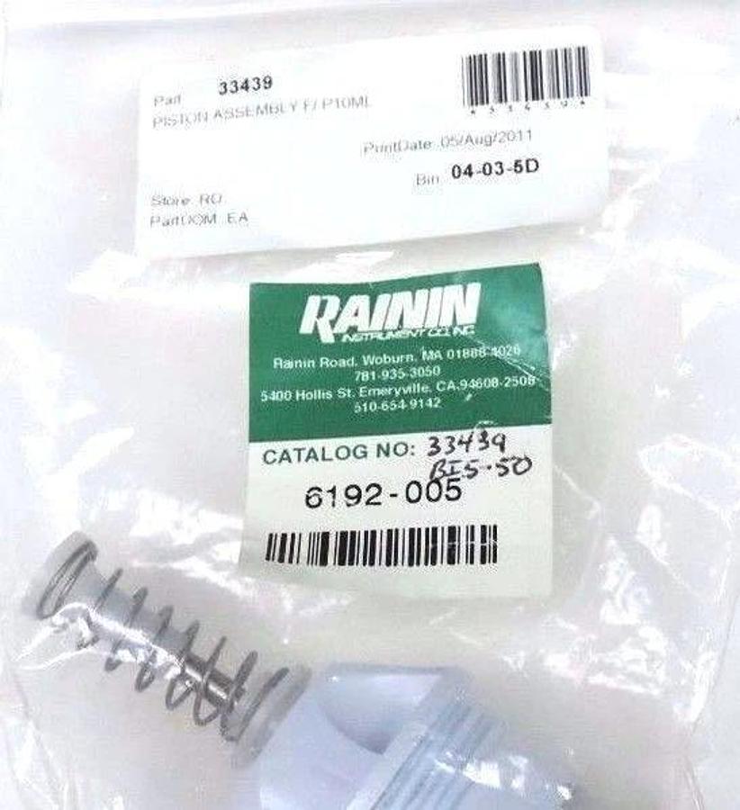 Used NEW RAININ 6192-005 PISTON ASSEMBLY F/P10ML, 6192005