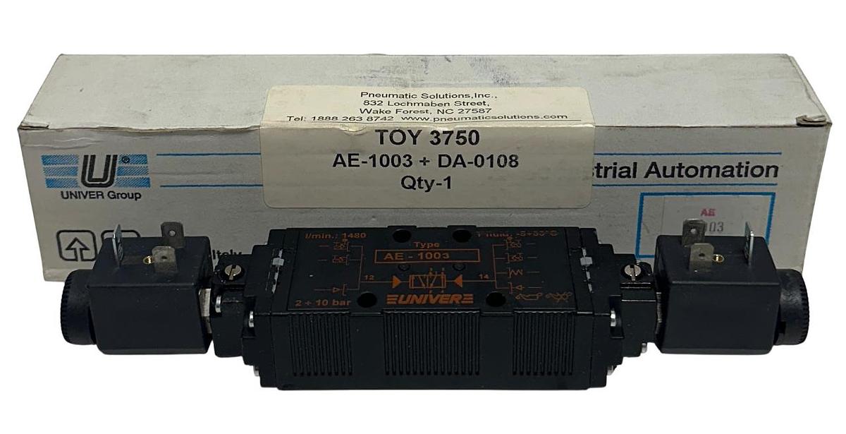 Used UNIVER GROUP AE-1003+DA-0108 / AE-1003 / DA-0108 VALVE W/ COILS 110V LIGHT NSMP