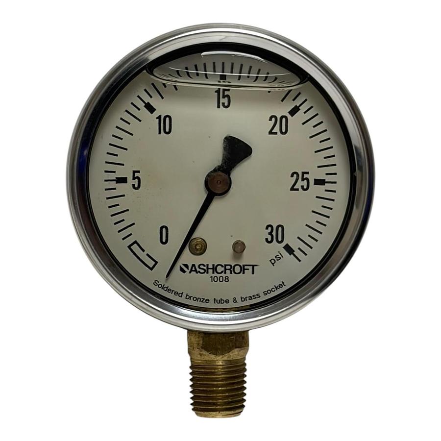 Used Ashcroft 63 1008 AL 02L 30# 63mm Pressure Gauge 0-30 PSI Glycerin Filled New