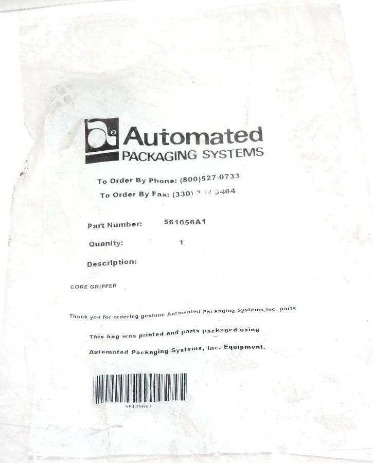 Used NEW AUTOMATED PACKAGING SYSTEMS 561056A1 CORE GRIPPER