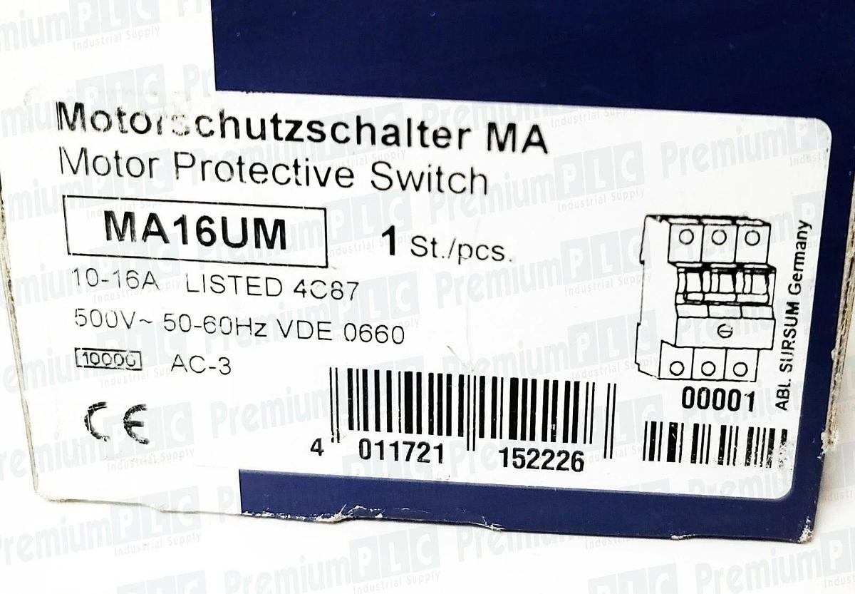 Used NEW ALTECH CORP/ABL MA16UM MOTOR PROTECTION CIRCUIT BREAKER 10-16A 500V 3P 50/60