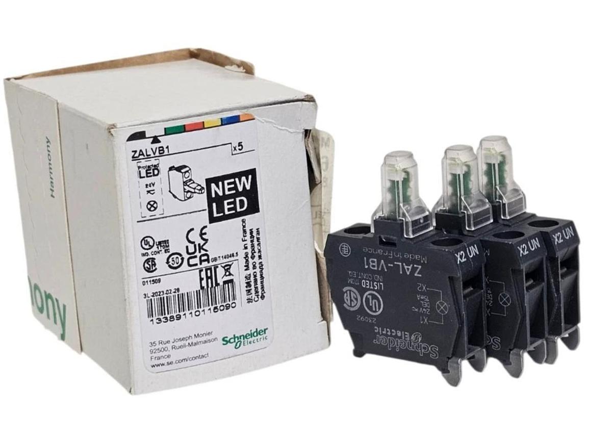 BOX OF 3 NEW SCHNEIDER ELECTRIC ZALVB1 LIGHT MODULES 24 VAC/DC NSMP