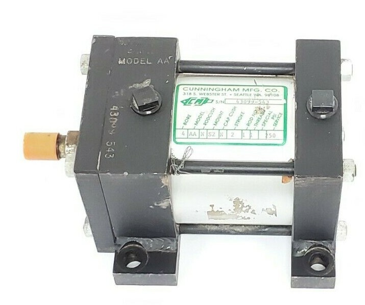 Used CUNNINGHAM MODEL AA PNEUMATIC CYLINDER 4" BORE, 2" STROKE, 250PSI, 4AANS2N211250