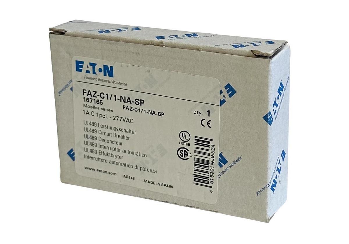 NEW EATON FAZ-C1/1-NA-SP / 167165 MOELLER SERIES 1A CIRCUIT BREAKER 1P 277VAC