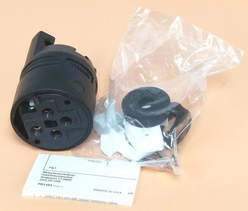 Used NIB BRYANT / HUBBELL 9450NP THERMOPLASTIC PLUG GRAY 3P 4W GRD. 50A 125/250V 3PH