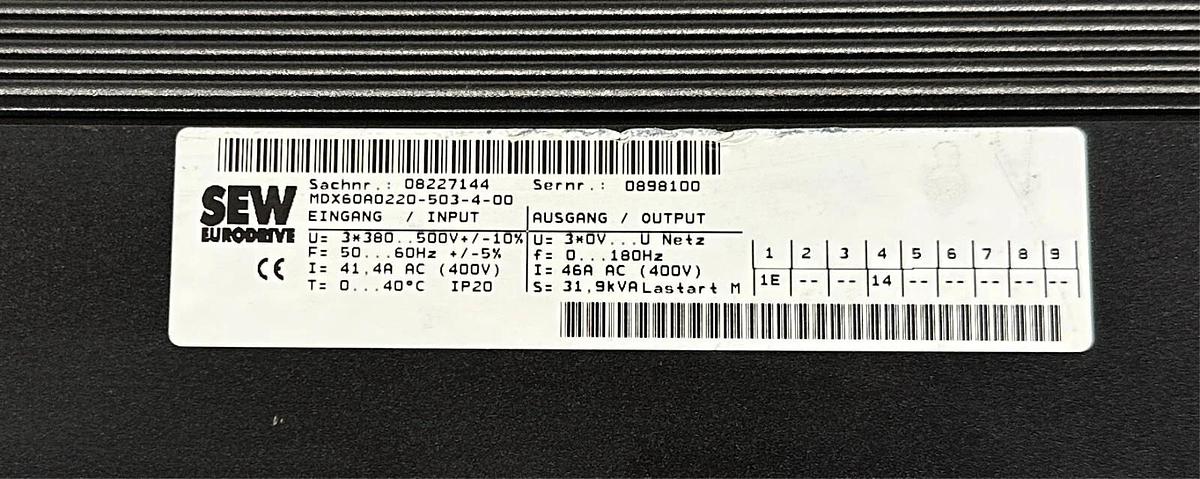 Used SEW MDX60A0220-503-4-00 / MC07B0220-503-4-00 MOVITRAC DRIVE / BASE 3PH 30HP USNP