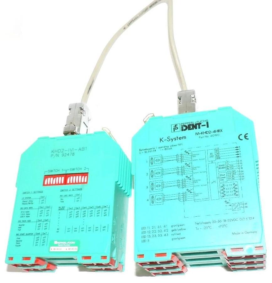 Used PEPPERL+FUCHS IVI-KHD2-4HRX CONTROL INTERFACE W/ KHD2-IVI-AB1 BUS COUPLER