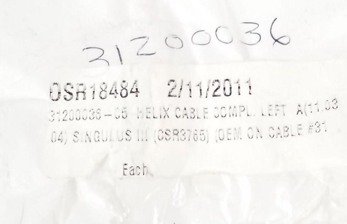 Used NEW SINGULUS 31200036 HELIX CABLE 31100457, 31200036-05