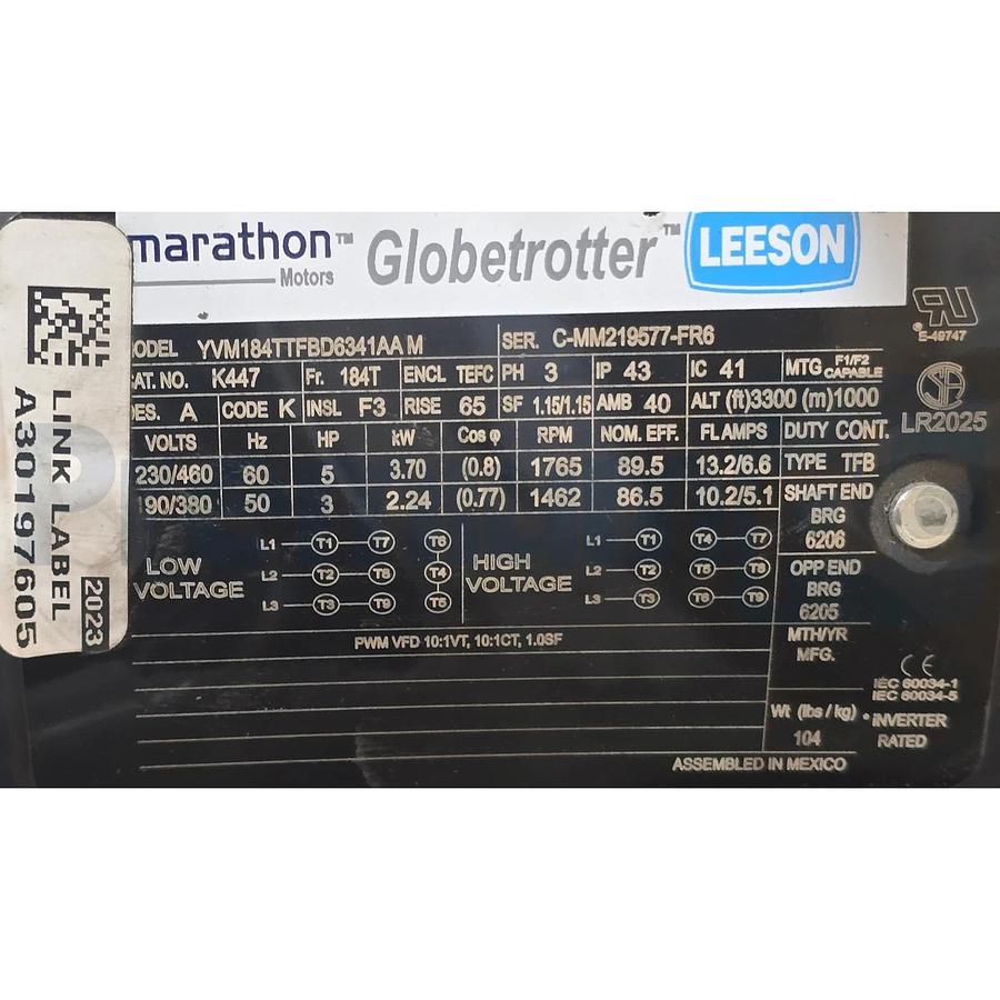 Marathon Globetrotter K447 AC Brake Motor 5HP 3PH 230/460V 184T 184TTFBD6341 NEW