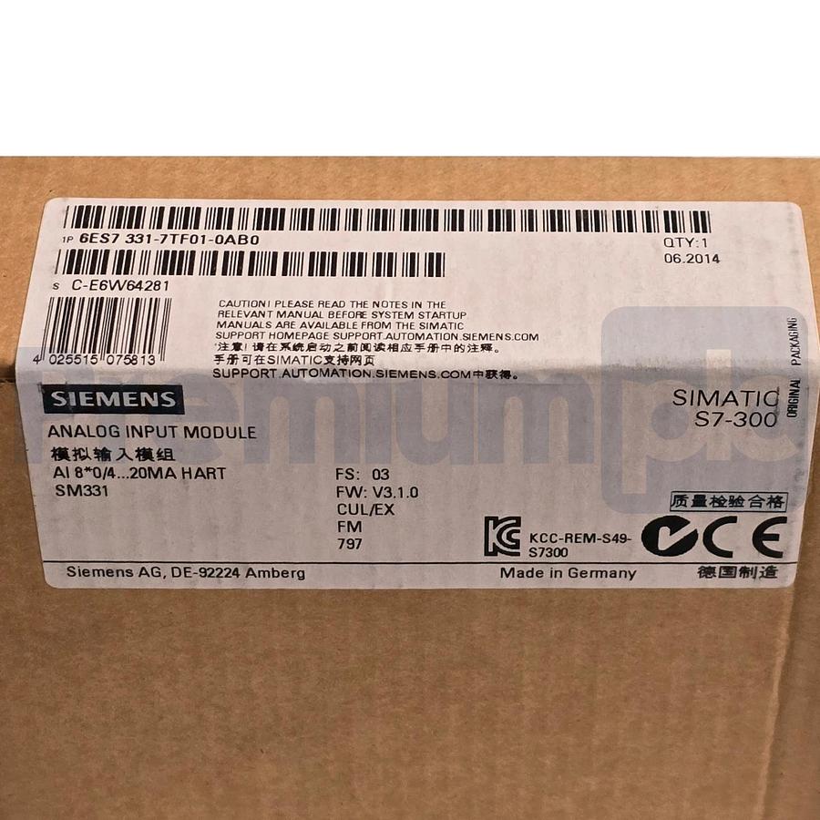 Used Siemens 6ES7331-7TF01-0AB0 SIMATIC S7-300 Analog Input Module SM331 HART NSFS