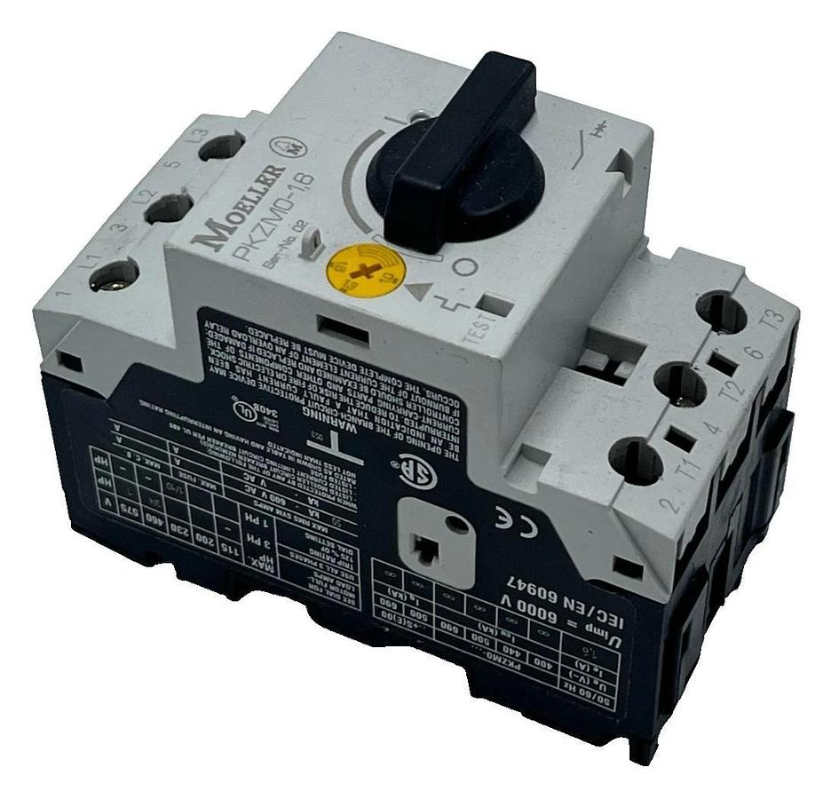 Used Moeller PKZM0-1,6 Motor Protective Circuit Breaker 1.0-1.6A 690V 3-Pole 0.55kW