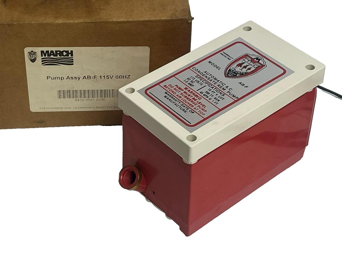 Used March AB-F Automatic AC Condensate Removal Pump 115V 60Hz 1.0A 65GPH NEW
