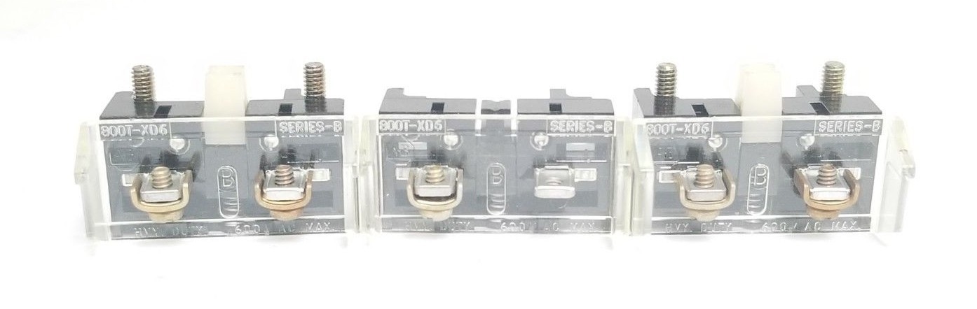 Used LOT OF 3 ALLEN BRADLEY CONTACT BLOCKS 800T-XD6 CONTACT BLOCKS SER. B