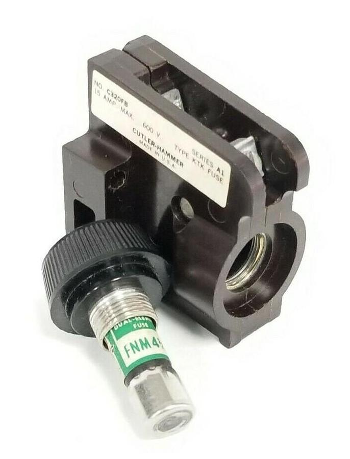 Used CUTLER HAMMER C320FB FUSE HOLDER SER. A1 600V 15A W/ FNM-4-1/2 FUSE