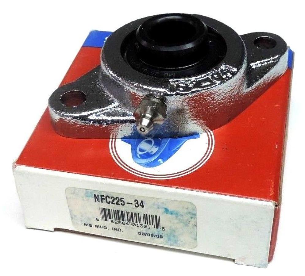 Used NIB MB MFG. INC. NFC225-34 NYLA-K MOUNTED BALL BEARING NFC22534