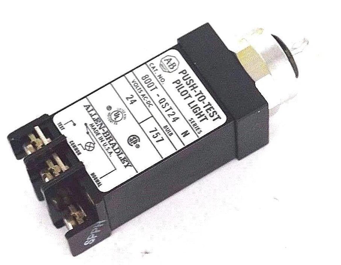 Used NIB ALLEN BRADLEY 800T-QST24 SER. N PUSH-TO-TEST PILOT LIGHT W/O CAP 800TQST24