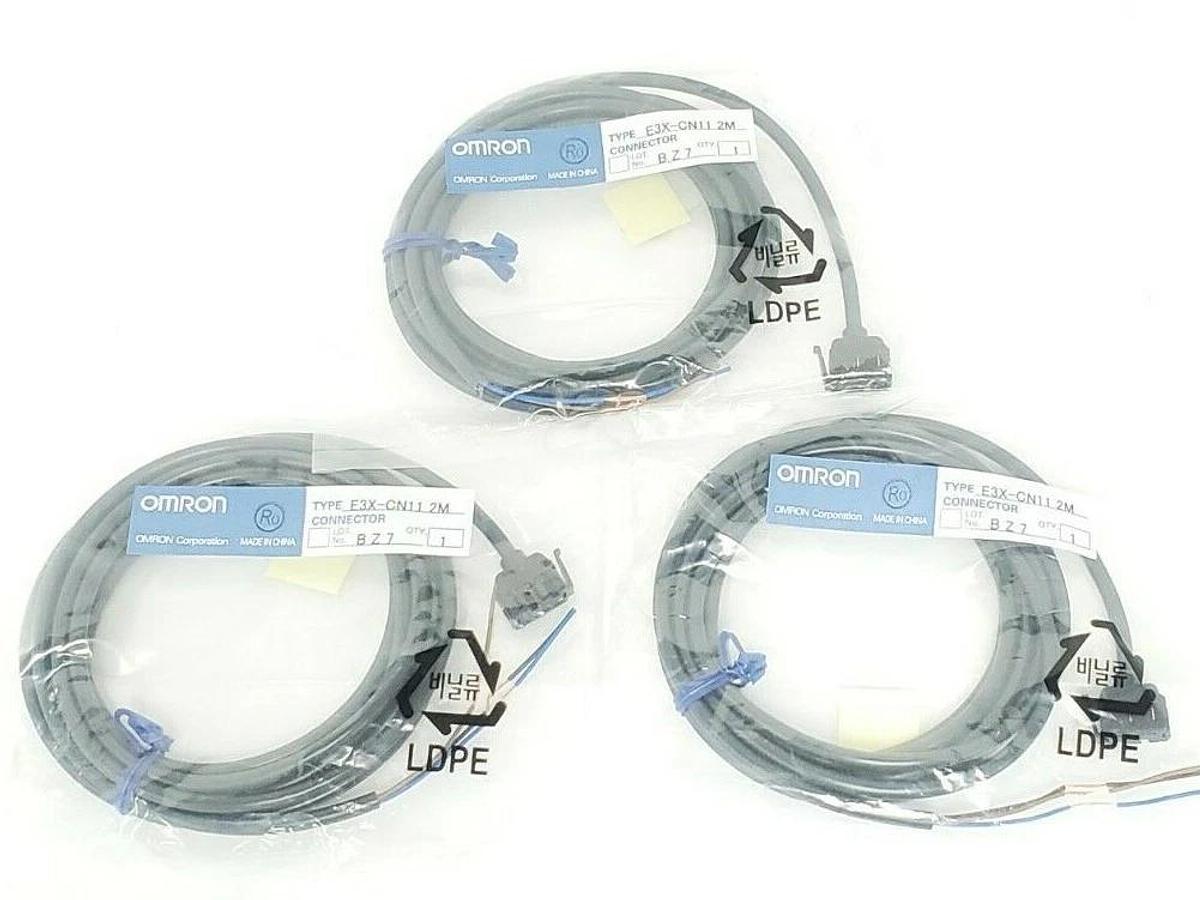 Used LOT OF 3 NEW OMRON E3X-CN11 CONNECTOR CABLES E3XCN11, 2M