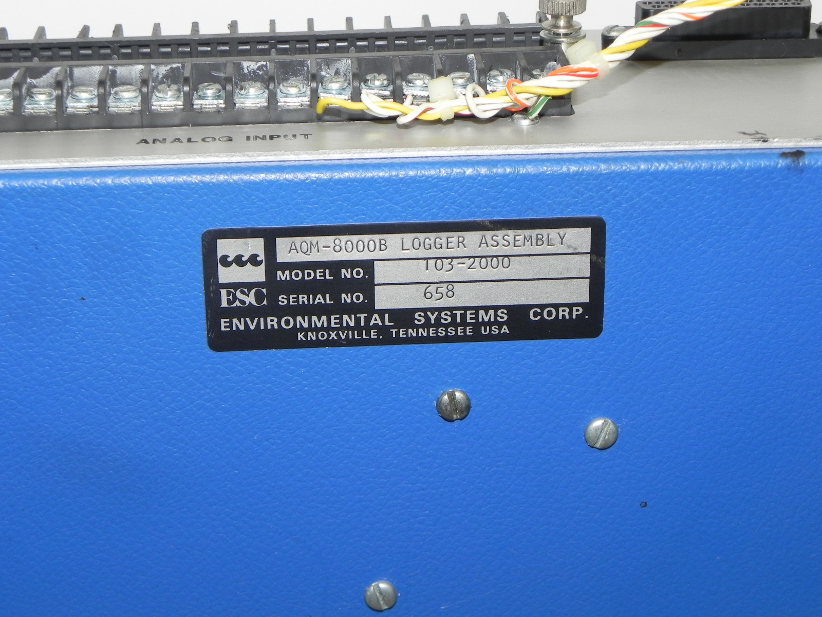 Used ENVIRONMENTAL SYSTEMS CORPORATION (ESC) AQM-8000B DATA LOGGER, MODEL 103-2000