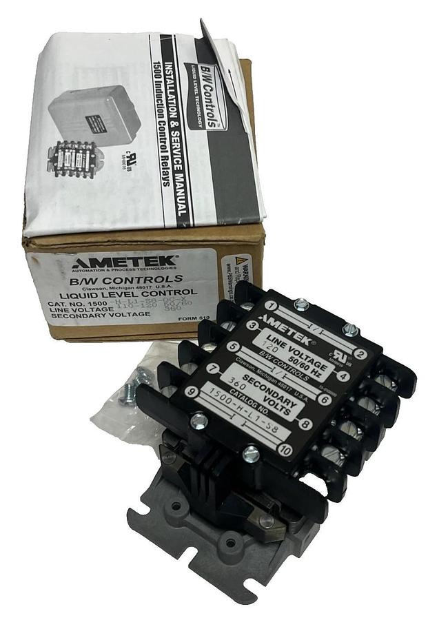 NEW Ametek B/W Controls 1500-H-L1-S8-OC-X Liquid Level Control Relay 120V 360V