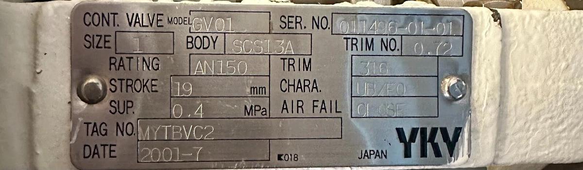 NEW YKV VALTEK GV01 1'' VALVE MYTBVC2 W/ YOKOGAWA VP200 POSITIONER VP200-ANZ1/GW