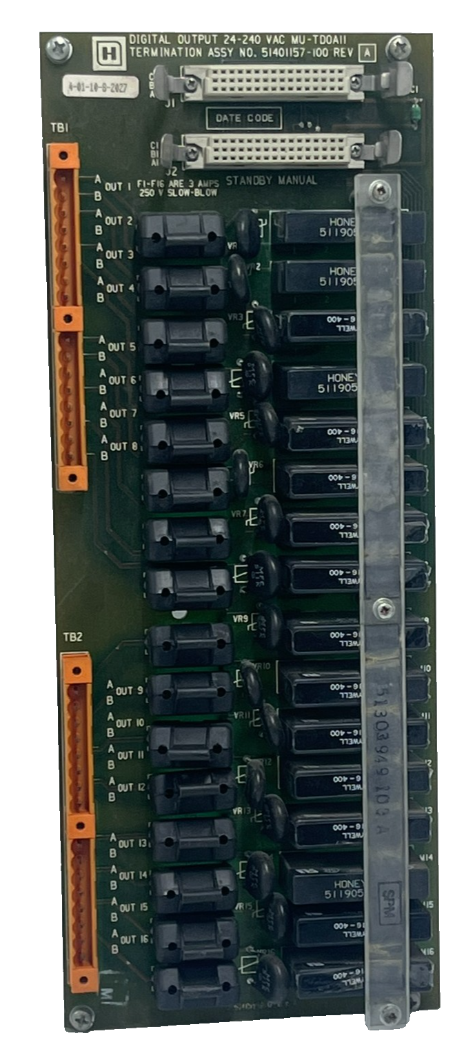 Used HONEYWELL 51401157-100 Rev A Output Board w/ (16) Grayhill 70YY14283 Relays