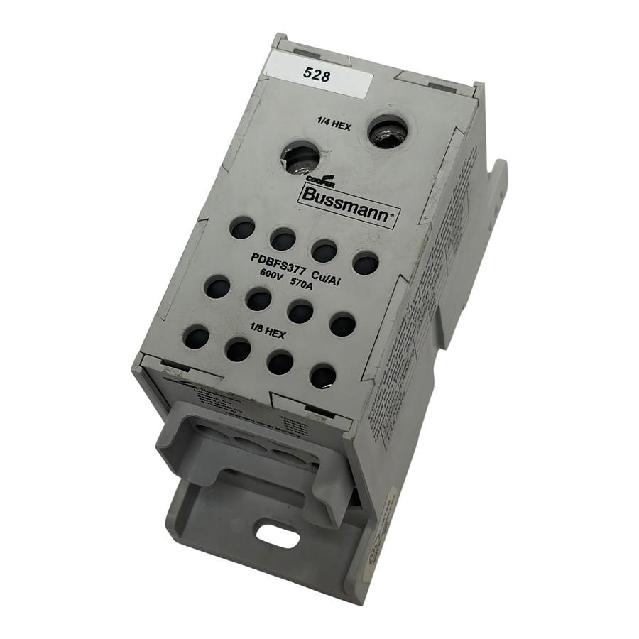 Used Bussmann PDBFS377 Power Distribution Block 600V 570A Finger-Safe 3-Pole