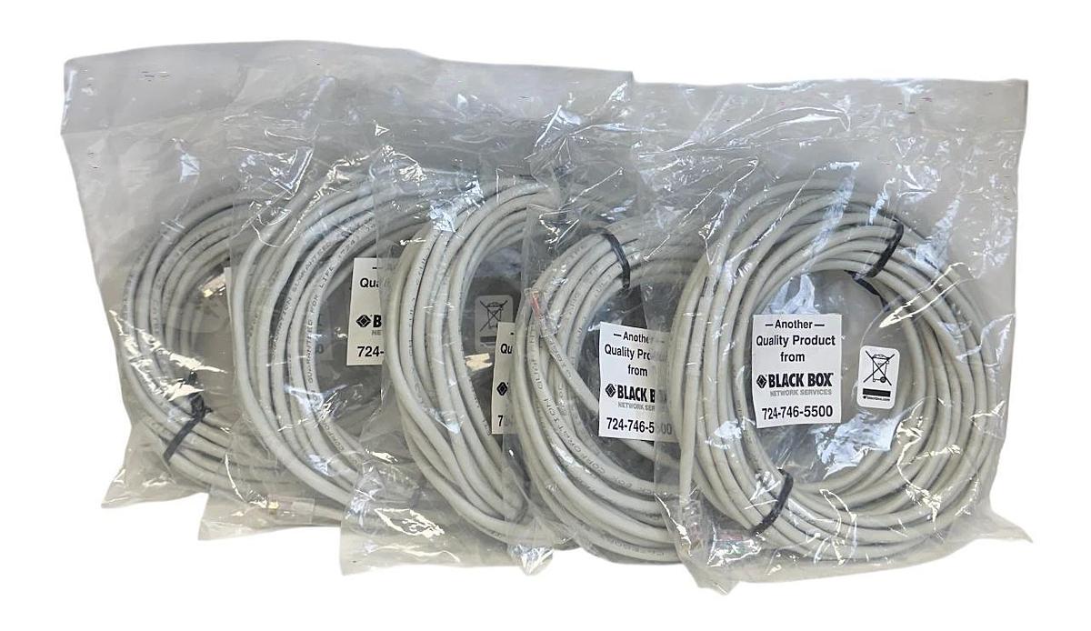 Used 5 BLACK BOX CBCC183924 / EYP-Q RJ-45 NETWORK CABLES 25' RJ45-RJ45 NSFS