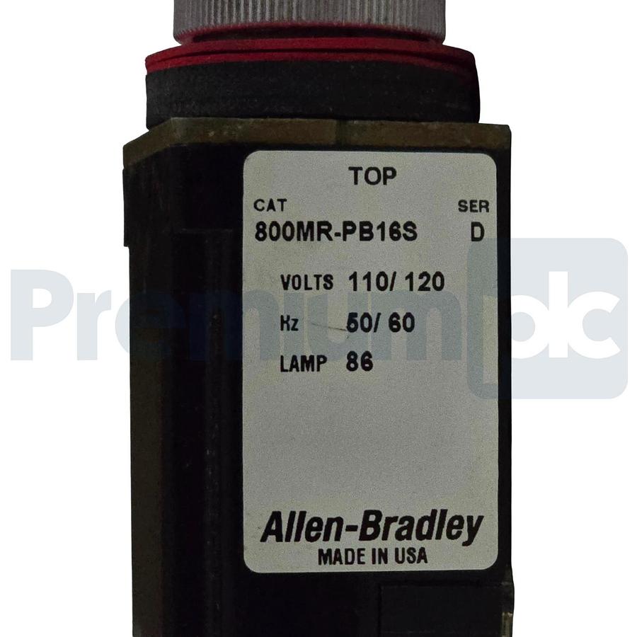 Used Allen Bradley 800MR-PB16S /D Red Illuminated Push Button 120V 22mm 800MRPB16S