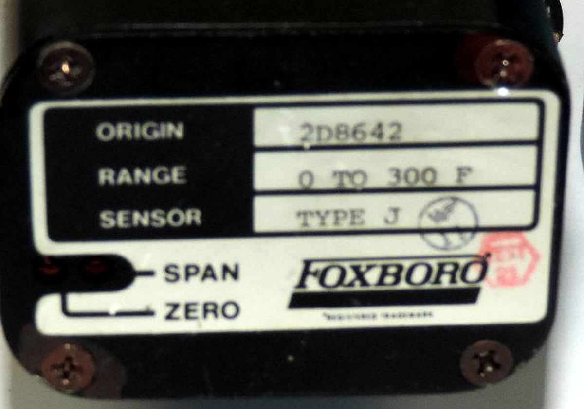 Used FOXBORO E93-BJ31UL ST. C TEMPERATURE TRANSMITTER 0-300, TYPE J SENSOR, E93BJ31UL