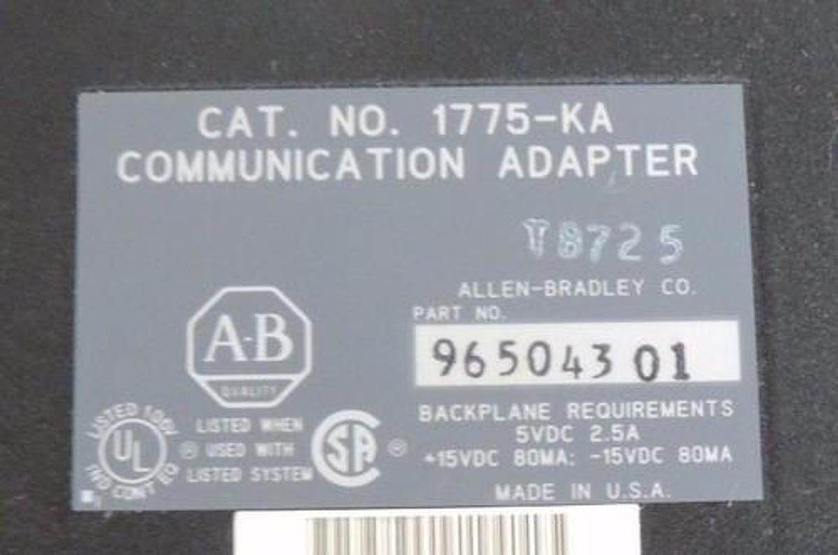 Used ALLEN BRADLEY 1775-KA COMMUNICATION ADAPTER P/N 96504301 1775KA